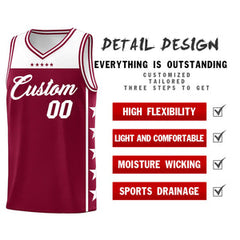 Custom Crimson White Personalized Star Pattern Sports Uniform Basketball Jersey
