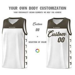 Custom White Olive Personalized Star Pattern Sports Uniform Basketball Jersey
