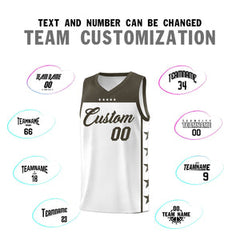 Custom White Olive Personalized Star Pattern Sports Uniform Basketball Jersey