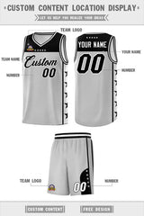 Custom Gray Black Personalized Star Pattern Sports Uniform Basketball Jersey