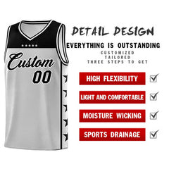 Custom Gray Black Personalized Star Pattern Sports Uniform Basketball Jersey