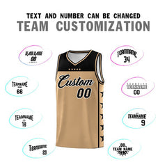 Custom Old Gold Black Personalized Star Pattern Sports Uniform Basketball Jersey