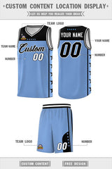 Custom Light Blue Black Personalized Star Pattern Sports Uniform Basketball Jersey