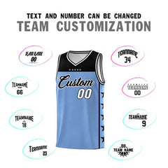 Custom Light Blue Black Personalized Star Pattern Sports Uniform Basketball Jersey
