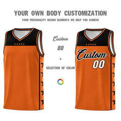 Custom Orange Black Personalized Star Pattern Sports Uniform Basketball Jersey