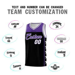 Custom Black Purple Personalized Star Pattern Sports Uniform Basketball Jersey