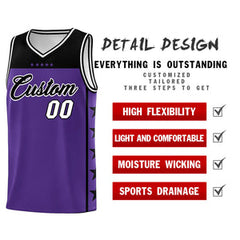 Custom Purple Black Personalized Star Pattern Sports Uniform Basketball Jersey