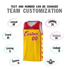 Custom Gold Red Personalized Star Pattern Sports Uniform Basketball Jersey