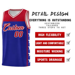 Custom Royal Red Personalized Star Pattern Sports Uniform Basketball Jersey
