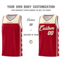 Custom Red Cream Personalized Star Pattern Sports Uniform Basketball Jersey