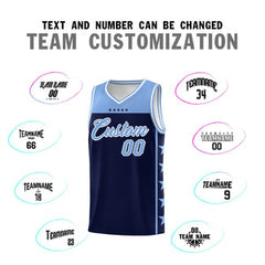 Custom Navy Light Blue Personalized Star Pattern Sports Uniform Basketball Jersey