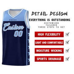 Custom Navy Light Blue Personalized Star Pattern Sports Uniform Basketball Jersey
