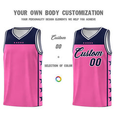 Custom Pink Navy Personalized Star Pattern Sports Uniform Basketball Jersey