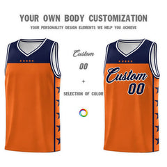 Custom Orange Navy Personalized Star Pattern Sports Uniform Basketball Jersey
