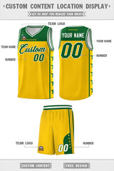 Custom Gold Kelly Green Personalized Star Pattern Sports Uniform Basketball Jersey