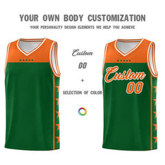 Custom Kelly Green Orange Personalized Star Pattern Sports Uniform Basketball Jersey