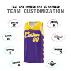 Custom Purple Yellow Personalized Star Pattern Sports Uniform Basketball Jersey