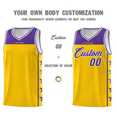 Custom Gold Purple Personalized Star Pattern Sports Uniform Basketball Jersey