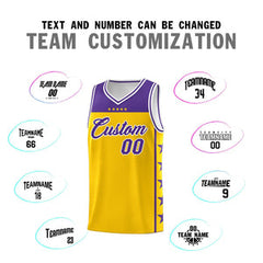 Custom Gold Purple Personalized Star Pattern Sports Uniform Basketball Jersey