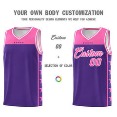 Custom Purple Pink Personalized Star Pattern Sports Uniform Basketball Jersey