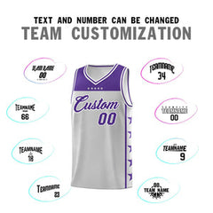 Custom Gray Purple Personalized Star Pattern Sports Uniform Basketball Jersey