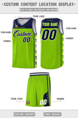Custom Neon Green Navy Personalized Star Pattern Sports Uniform Basketball Jersey