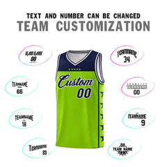 Custom Neon Green Navy Personalized Star Pattern Sports Uniform Basketball Jersey