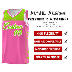 Custom Pink Neon Green Personalized Star Pattern Sports Uniform Basketball Jersey