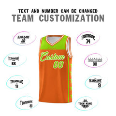 Custom Orange Neon Green Personalized Star Pattern Sports Uniform Basketball Jersey