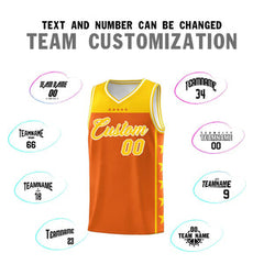 Custom Orange Yellow Personalized Star Pattern Sports Uniform Basketball Jersey