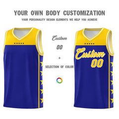 Custom Royal Yellow Personalized Star Pattern Sports Uniform Basketball Jersey