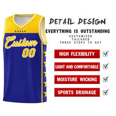 Custom Royal Yellow Personalized Star Pattern Sports Uniform Basketball Jersey
