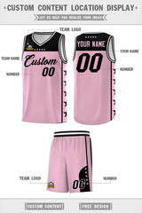 Custom Light Pink Black Personalized Star Pattern Sports Uniform Basketball Jersey