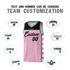 Custom Light Pink Black Personalized Star Pattern Sports Uniform Basketball Jersey