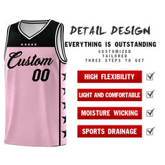 Custom Light Pink Black Personalized Star Pattern Sports Uniform Basketball Jersey