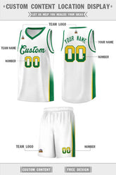 Custom White Gold-Kelly Green Personalized Two Tone Font Sports Uniform Basketball Jersey