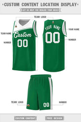 Custom Kelly Green White Color Block Sports Uniform Basketball Jersey