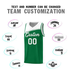 Custom Kelly Green White Color Block Sports Uniform Basketball Jersey