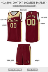 Custom Crimson Khaki Color Block Sports Uniform Basketball Jersey