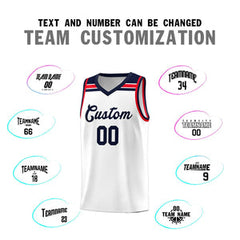 Custom White Navy-Red Classic Sports Uniform Basketball Jersey