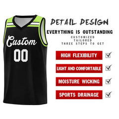 Custom Black White-Neon Green Classic Sports Uniform Basketball Jersey