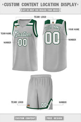 Custom Gray White-Green Classic Sports Uniform Basketball Jersey