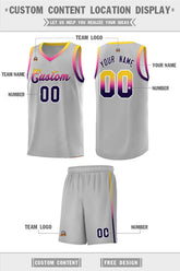 Custom Gray Personalized Gradient Font Sports Uniform Basketball Jersey