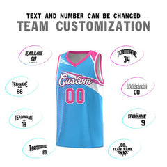 Custom Powder Blue White-Navy Chest Color Block Sports Uniform Basketball Jersey
