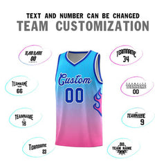 Custom Powder Blue Pink-Royal Flame Gradient Fashion Sports Uniform Basketball Jersey