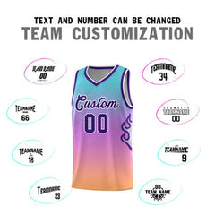 Custom Light Blue Pink-Purple Flame Gradient Fashion Sports Uniform Basketball Jersey