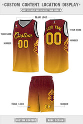 Custom Crimson Yellow-Black Flame Gradient Fashion Sports Uniform Basketball Jersey