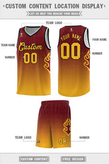 Custom Crimson Yellow-Black Flame Gradient Fashion Sports Uniform Basketball Jersey