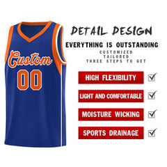 Custom Royal Orange-White Sleeve Color Blocking Classic Sets Sports Uniform Basketball Jersey
