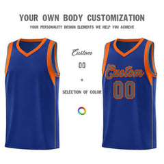 Custom Royal Orange-Gray Sleeve Color Blocking Classic Sets Sports Uniform Basketball Jersey